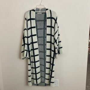 Black & White Long fuzzy  Cardigan